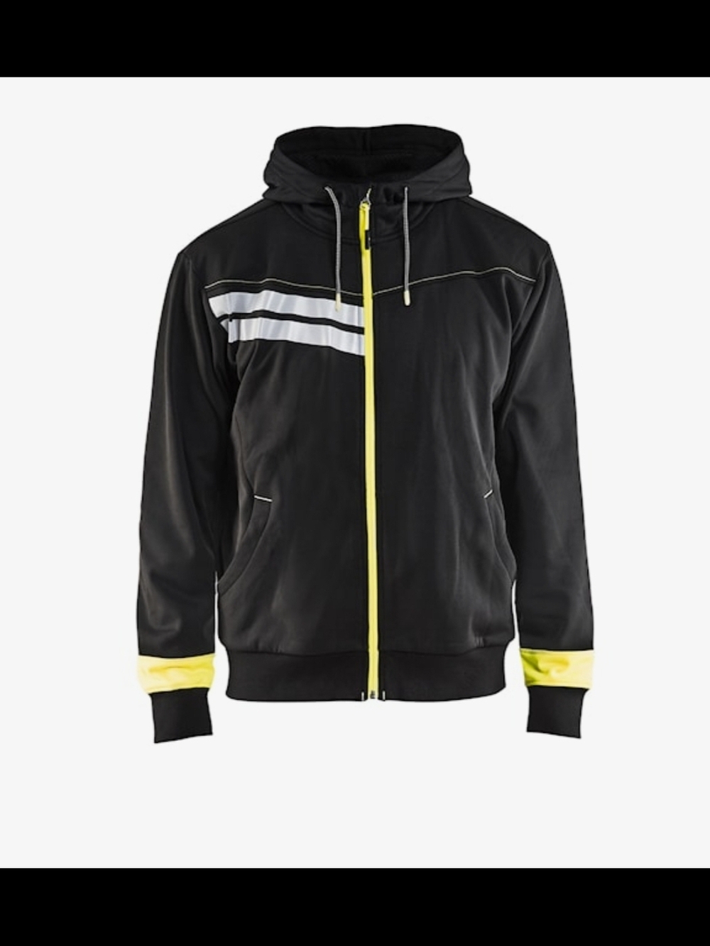 Men's Black & Hi Vis Yellow Performance Zip Hoodie Jacket